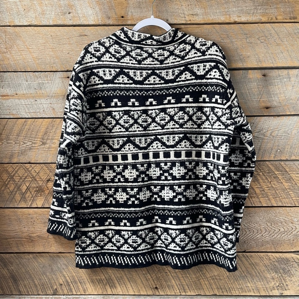 J. Jill Ultra Soft & Cozy Black/Cream Jacquard Pullover Sweater Sz Large - Picture 8 of 14